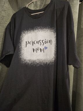 Percussion Mom Graphic Tee - Black with White & Blue Print